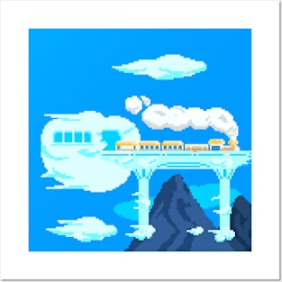 Pixel Art Sky Train Posters and Art